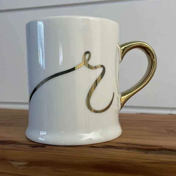 Indigo Mug Gold Holiday Edition 2014 Initial Monogrammed “R” Coffee tea - Picture 2 of 9